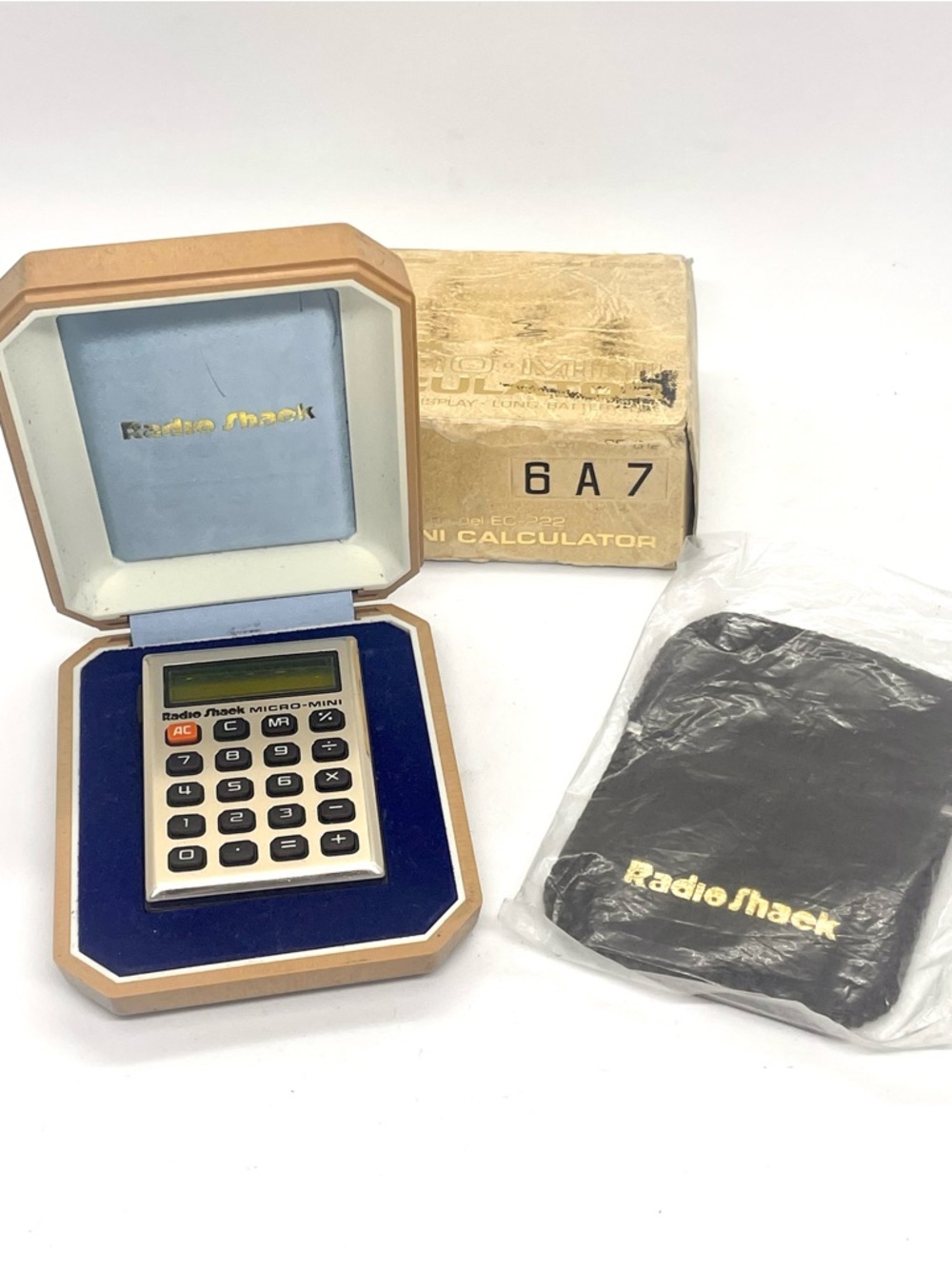 Radio Shack Micro-Mini Calculator Model EC-222 w/Case & Box Japan-made Casio OEM
